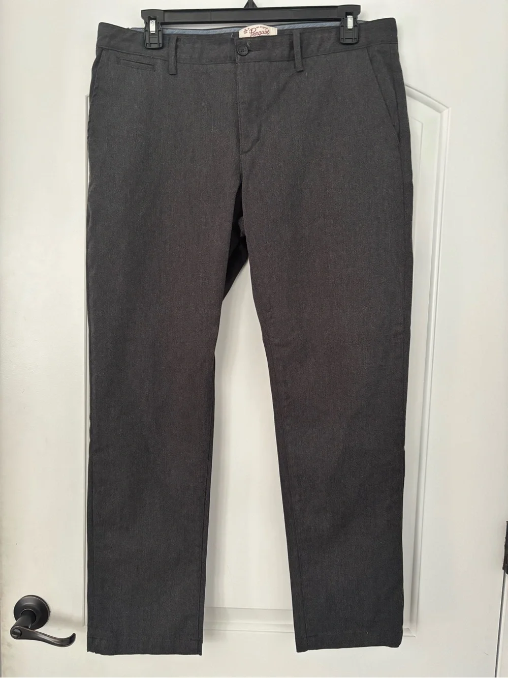Original Penguin Men's Slim Fit Chino Pants Charcoal Gray Stretch – 38x32